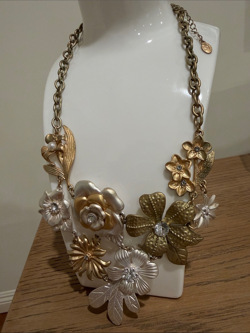 Robert Rose Two-Tone Floral Statement Necklace
